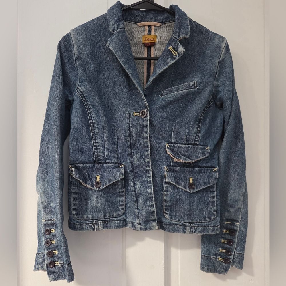 Anthropologie Louie Denim Jean Jacket Blazer 2 - Picture 2 of 8